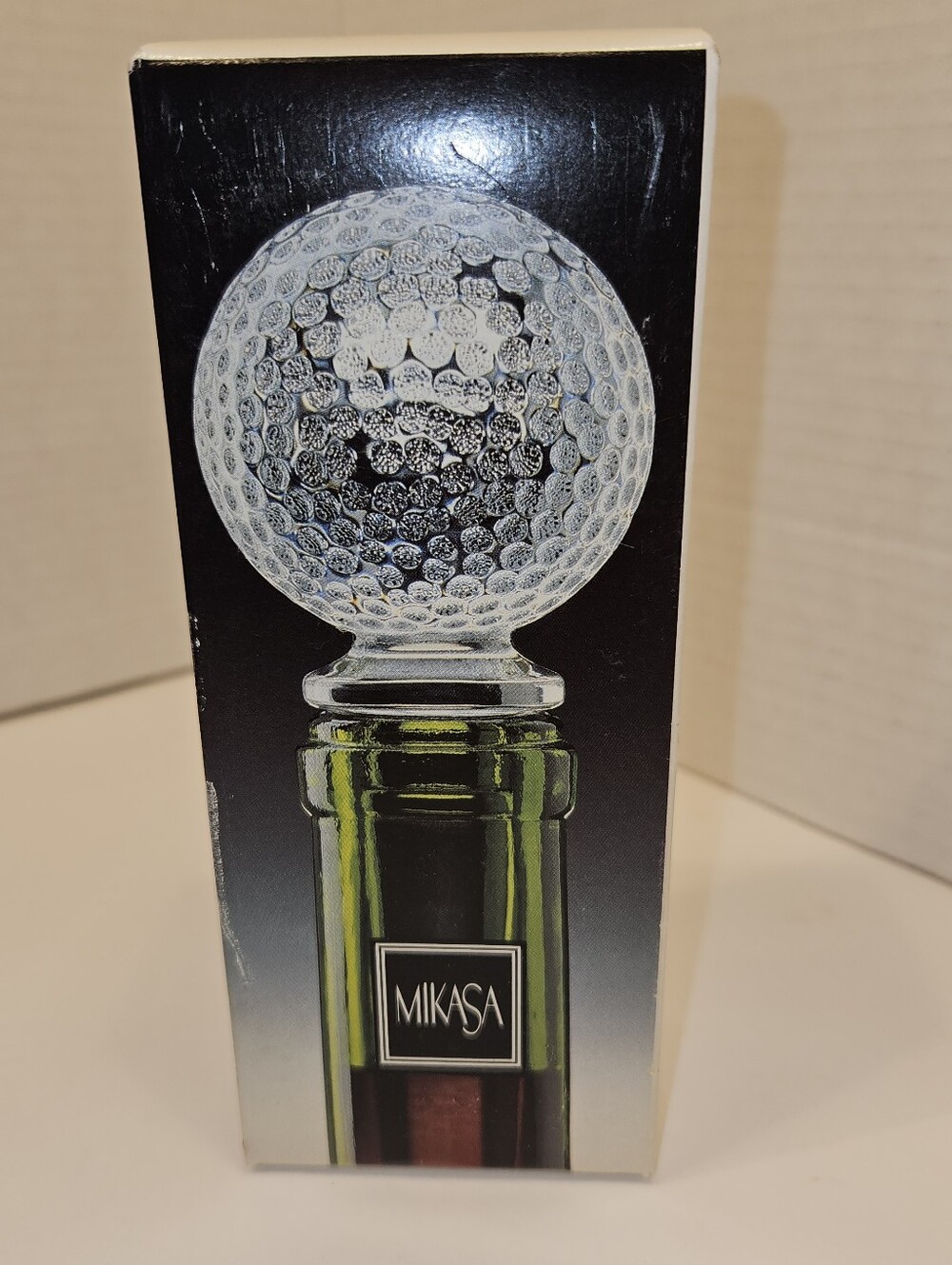 Vintage Mikasa Austrian Lead Crystal Golf Ball Bottle Stopper Tee Time New